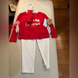 Baby Essentials "My 1st Christmas" 3 piece set Top Leggings w/ TUTU Headband 18M